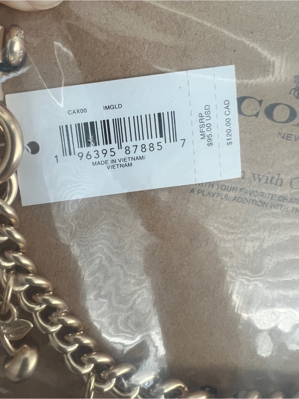 COACH Gold Tone Charm Chain Accessory - Picture 2 of 3